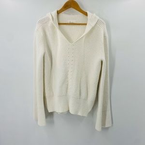 Anthropologie Cream V-Neck Sweater